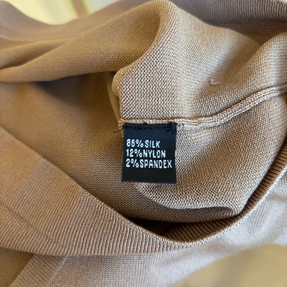 Ellen Tracy Silk Blend V-Neck Sweater Camel Brown 3/4 Sleeve Pullover M - Picture 12 of 13